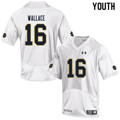 Notre Dame Fighting Irish Youth KJ Wallace #16 White Under Armour Authentic Stitched College NCAA Football Jersey ZPX8499QU